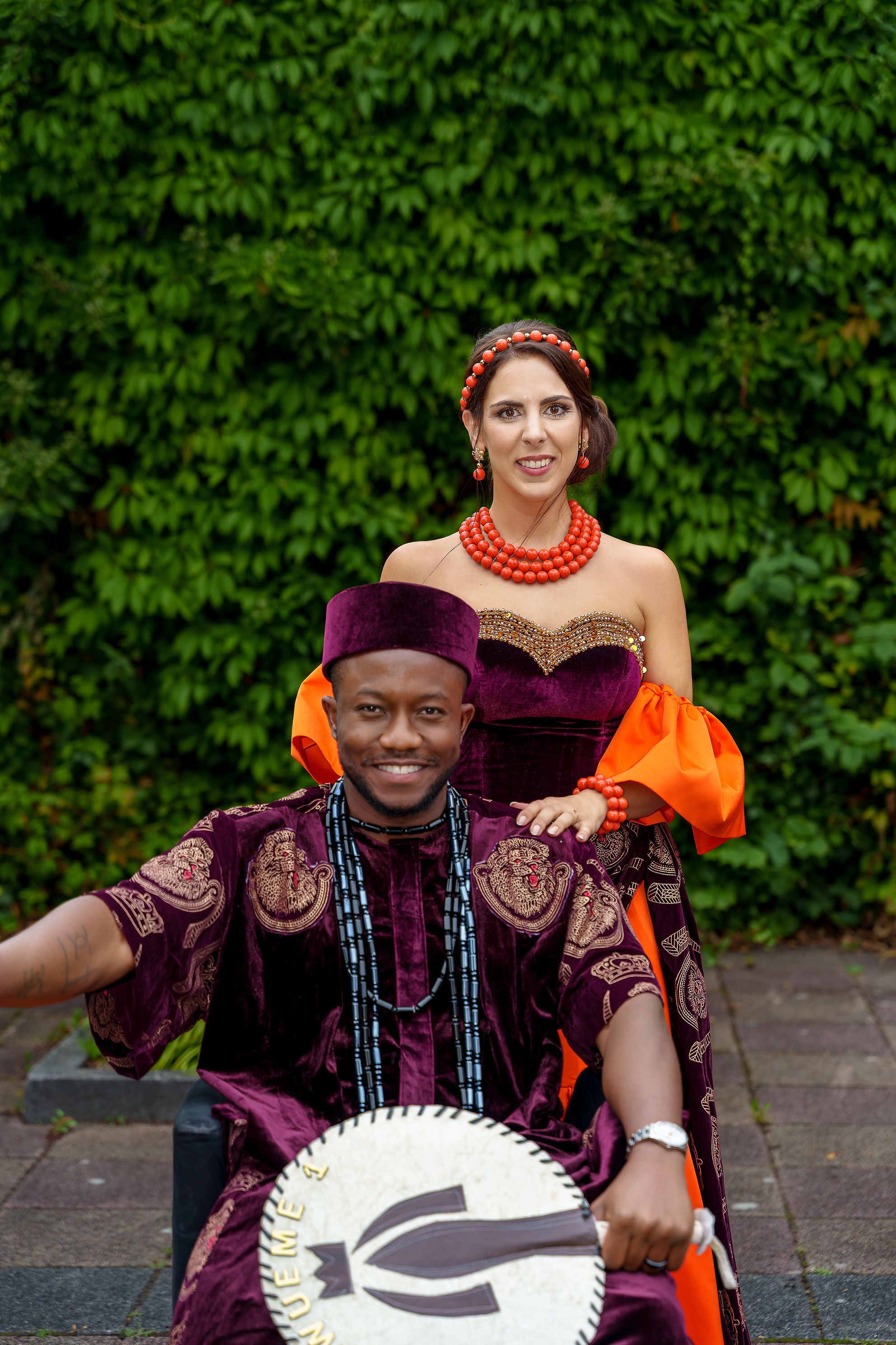 Yasmin and Kester in traditional wedding dress